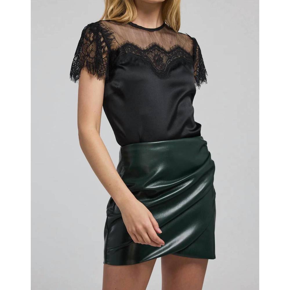 NEW GENERATION LOVE farren lace combo top in black